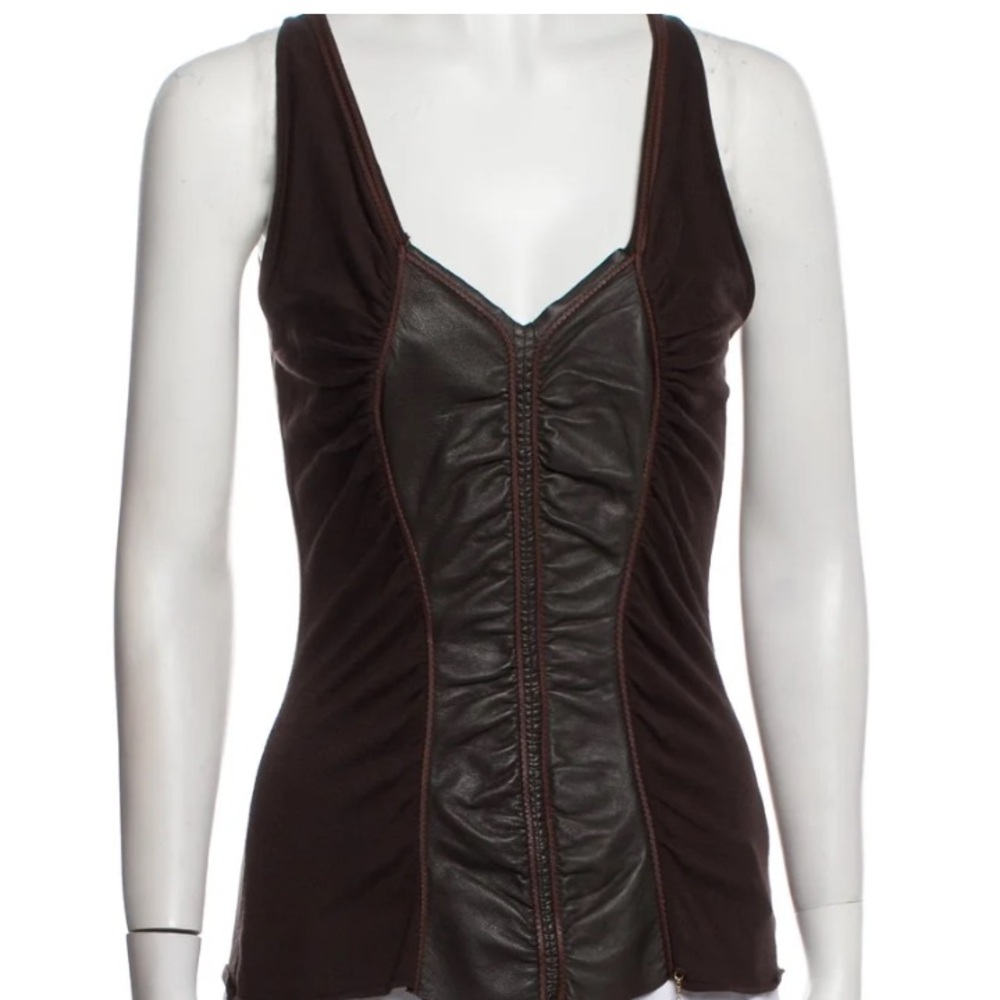 Roberto cavalli vintage knit top with leather